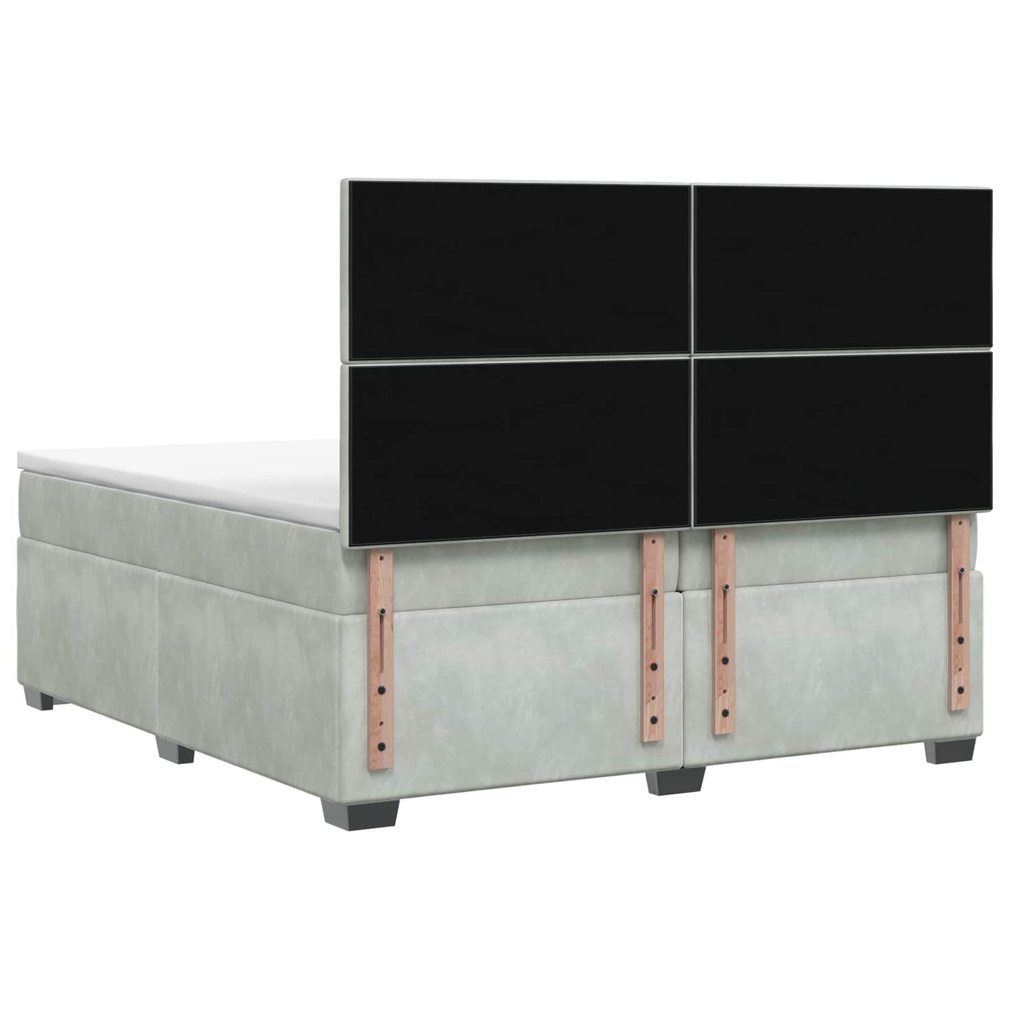 Boxspring ágy matraccal Világosszürke 200 x 200 cm Bársony