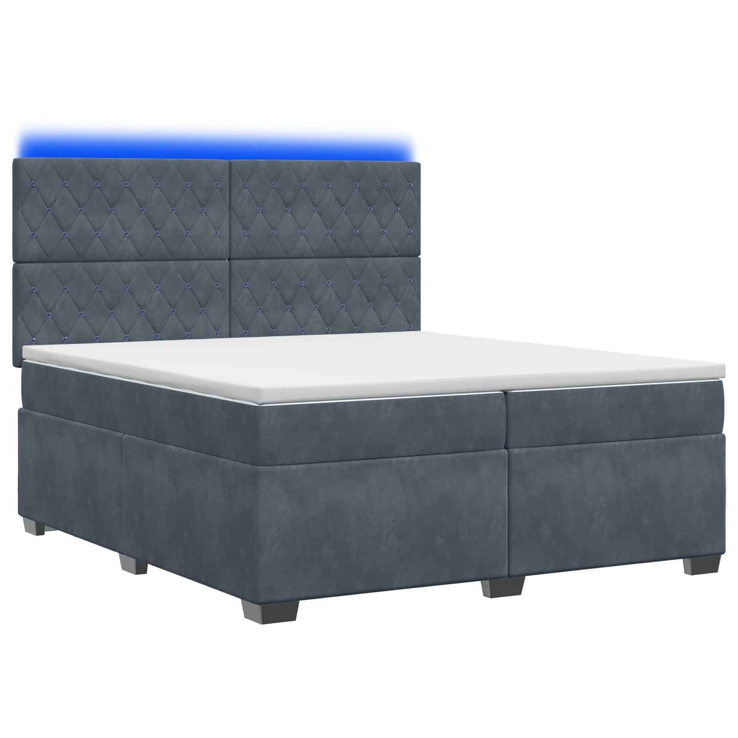 Boxspring ágy matraccal Sötétszürke 200 x 200 cm Bársony