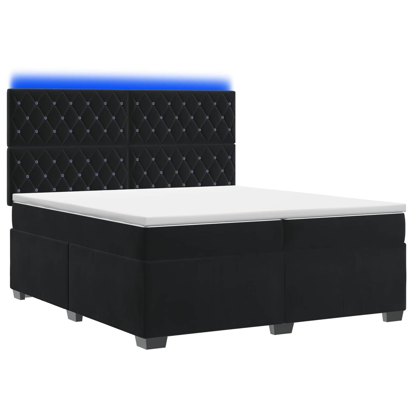 Boxspring ágy matraccal fejtámlával Fekete 200 x 200 cm Bársony