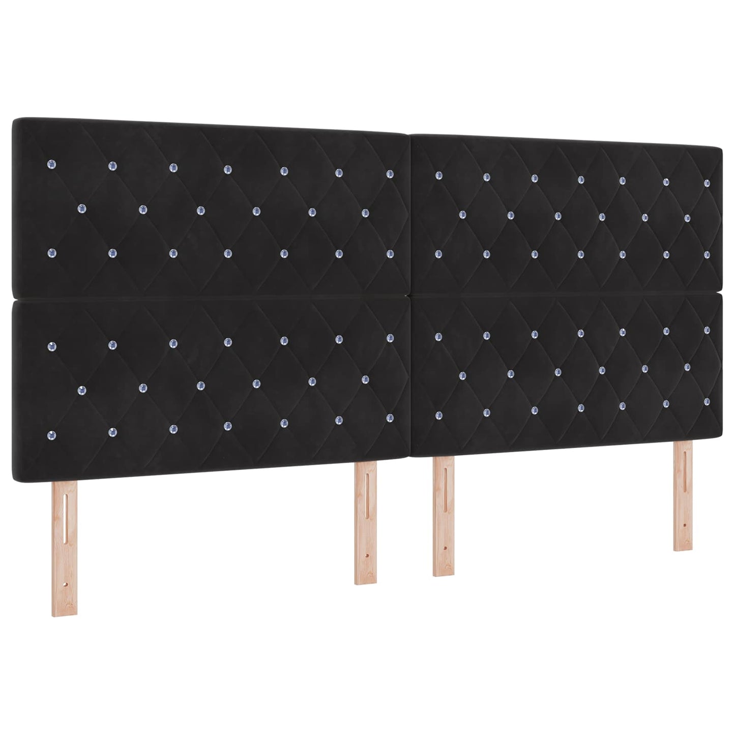 Boxspring ágy matraccal fejtámlával Fekete 200 x 200 cm Bársony