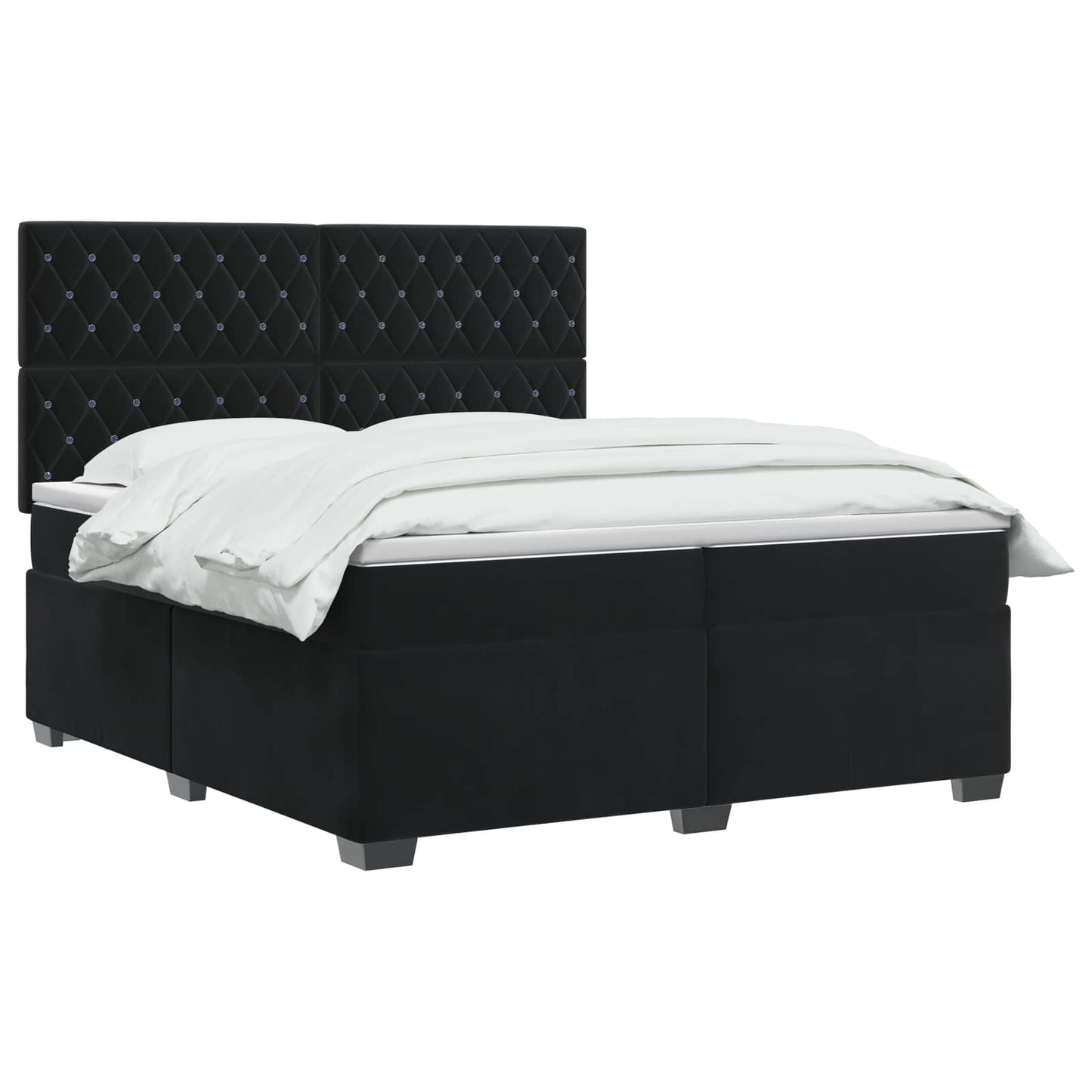Boxspring ágy matraccal fejtámlával Fekete 200 x 200 cm Bársony