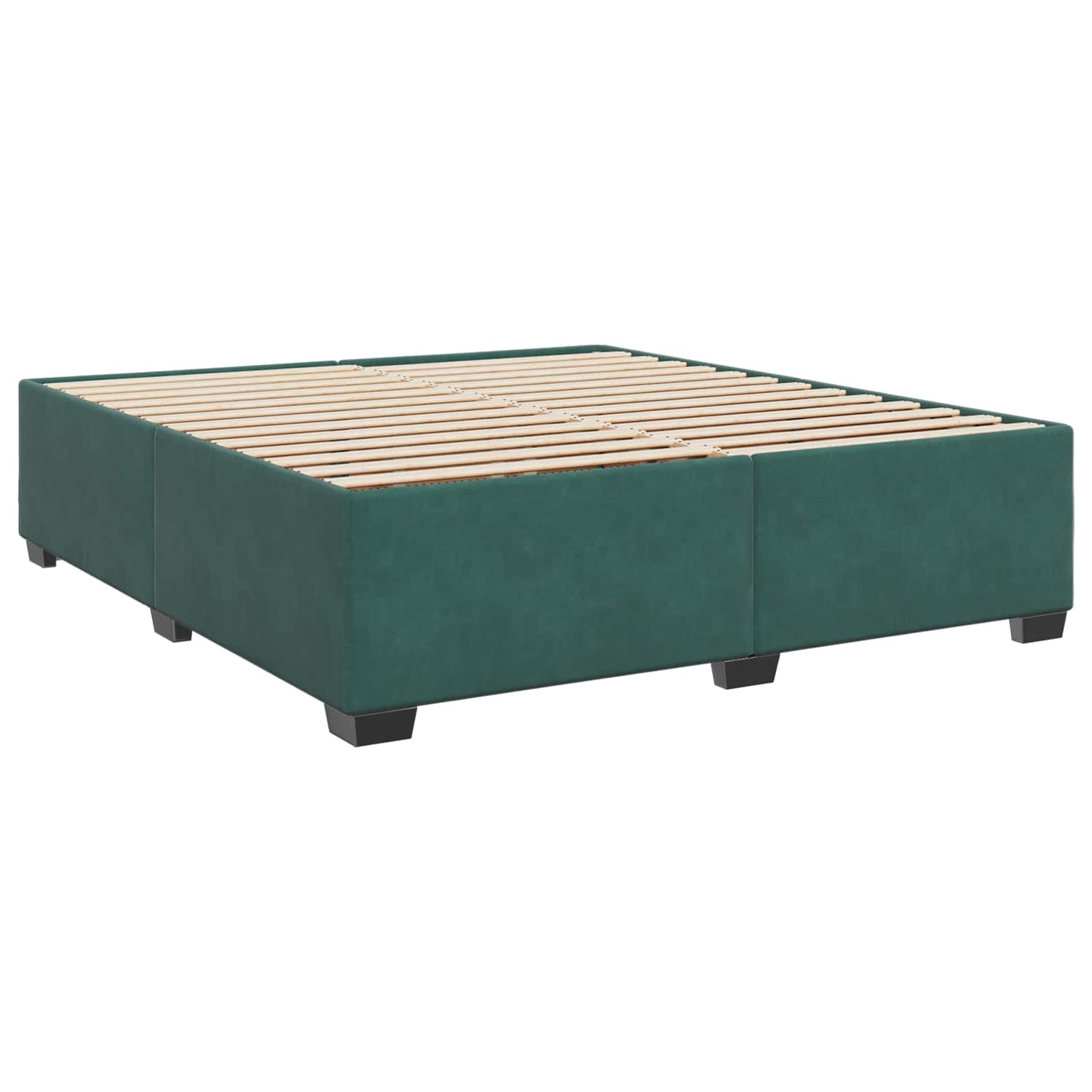 Boxspring ágy matraccal Sötétzöld 200 x 200 cm Bársony
