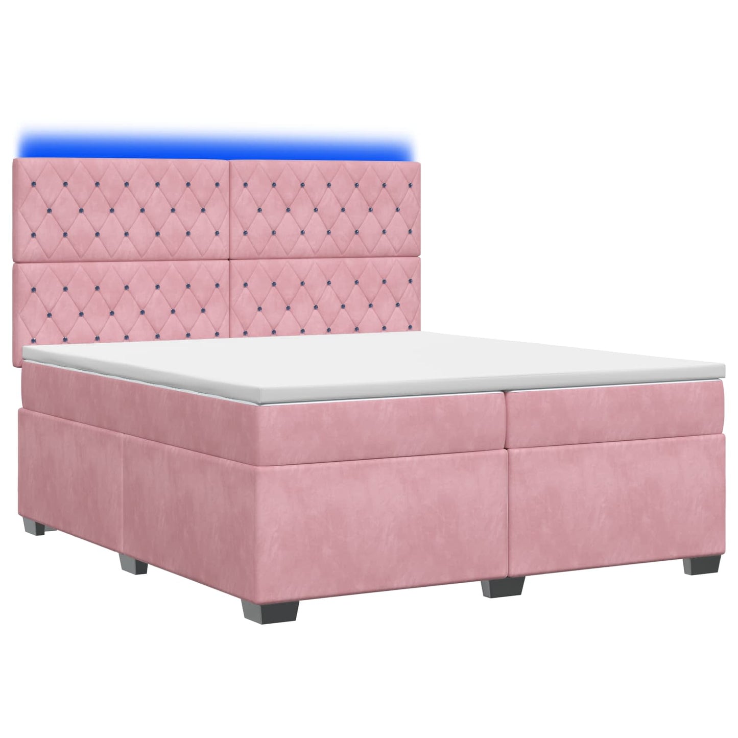 Boxspring ágy matraccal Rózsaszín 200 x 200 cm Bársony