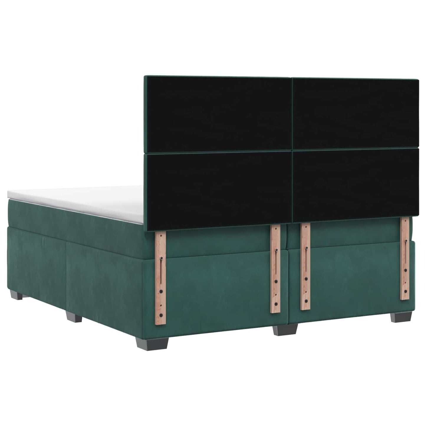 Boxspring ágy matraccal Sötétzöld 200 x 200 cm Bársony