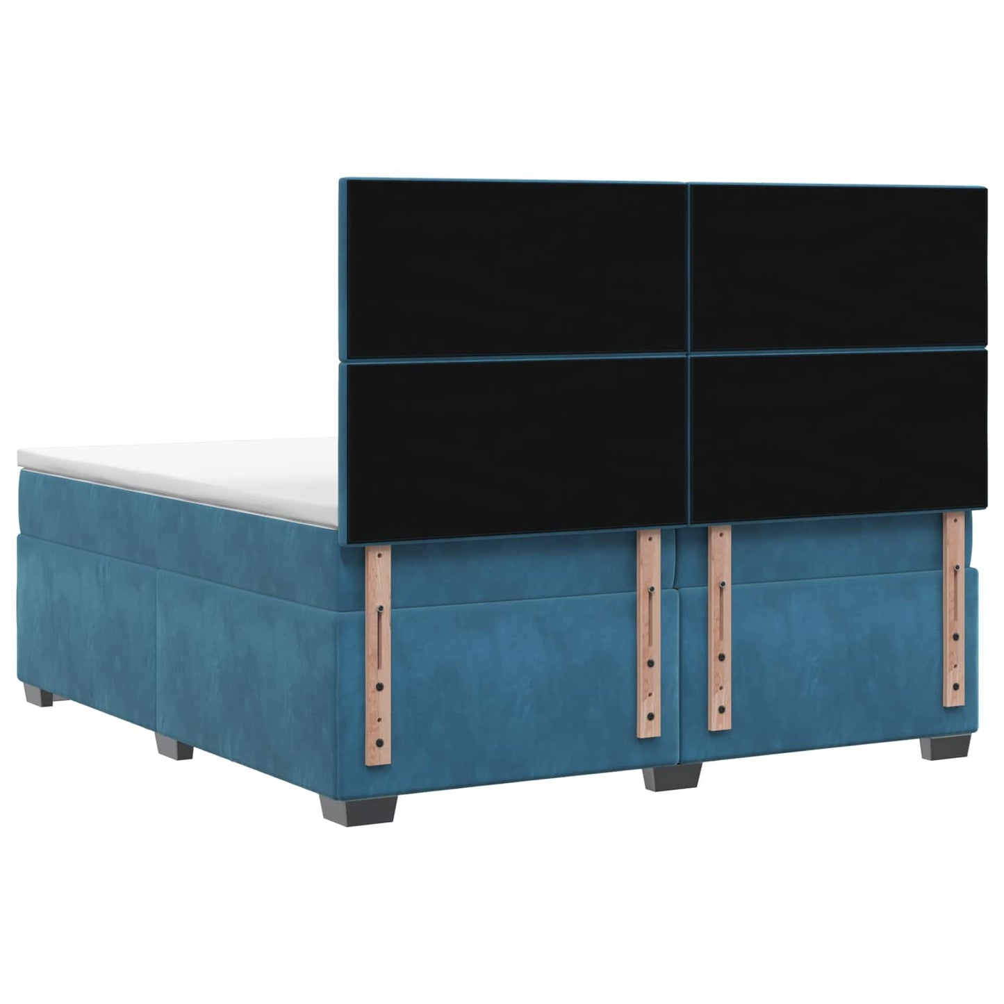 Boxspring ágy matraccal fejtámlával Kék 200 x 200 cm Bársony