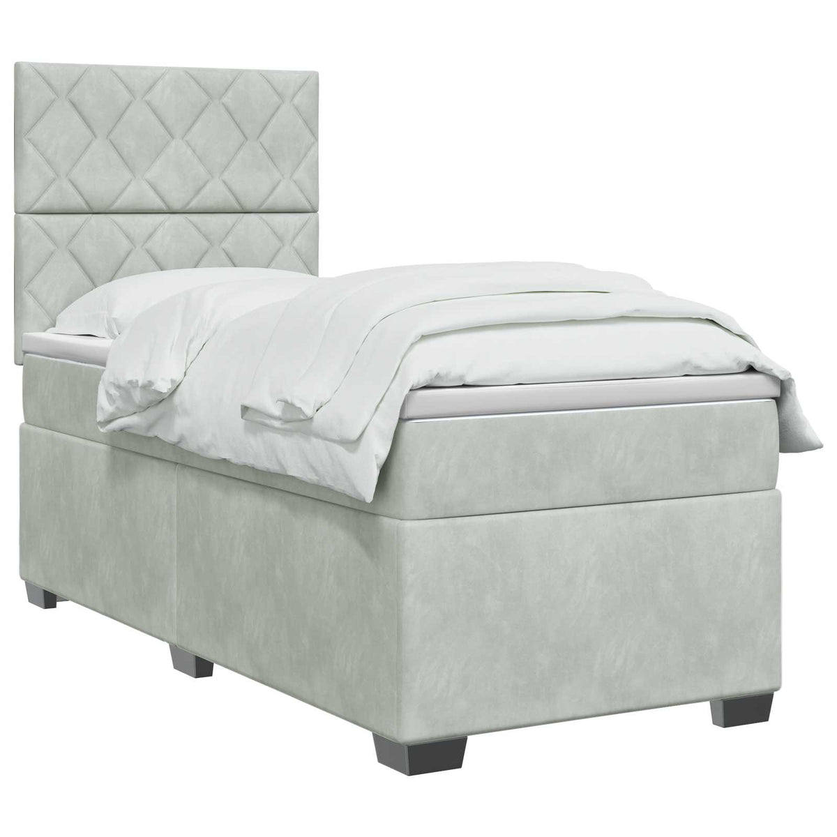 Boxspring ágy matraccal és LED-del Világosszürke 90 x 190 cm