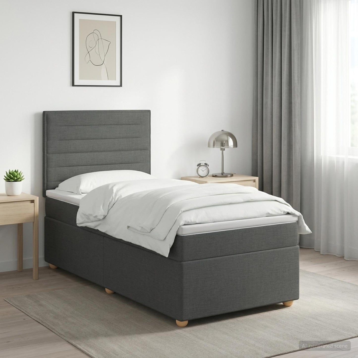 Boxspring ágy matraccal Sötétszürke 80 x 200 cm Szövet