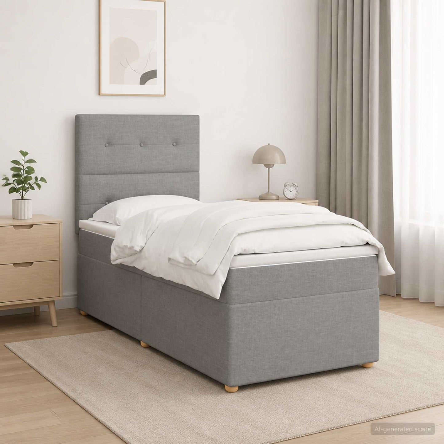 Boxspring ágy matraccal Világosszürke 80 x 200 cm Szövet