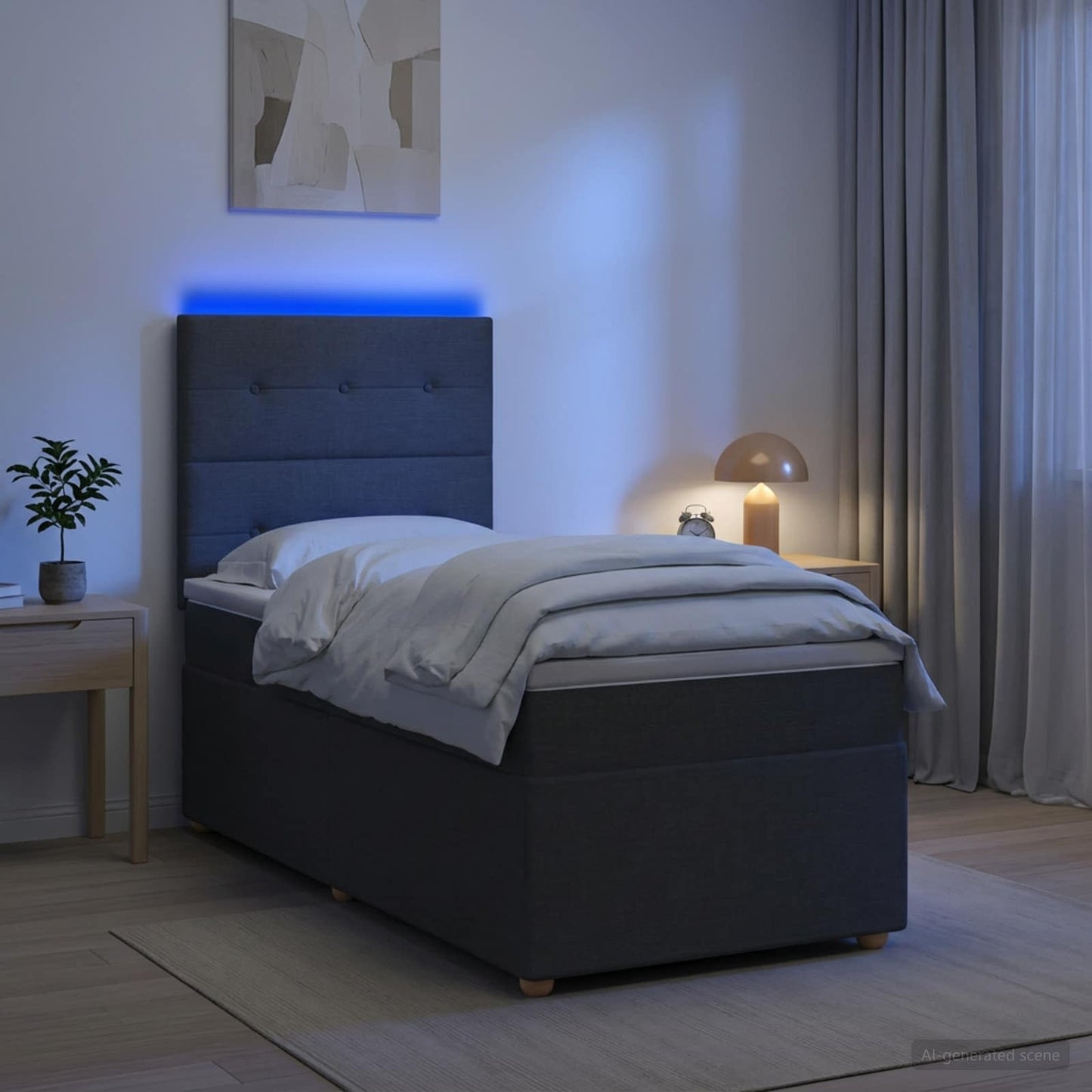 Boxspring ágy matraccal Sötétszürke 80 x 200 cm Szövet