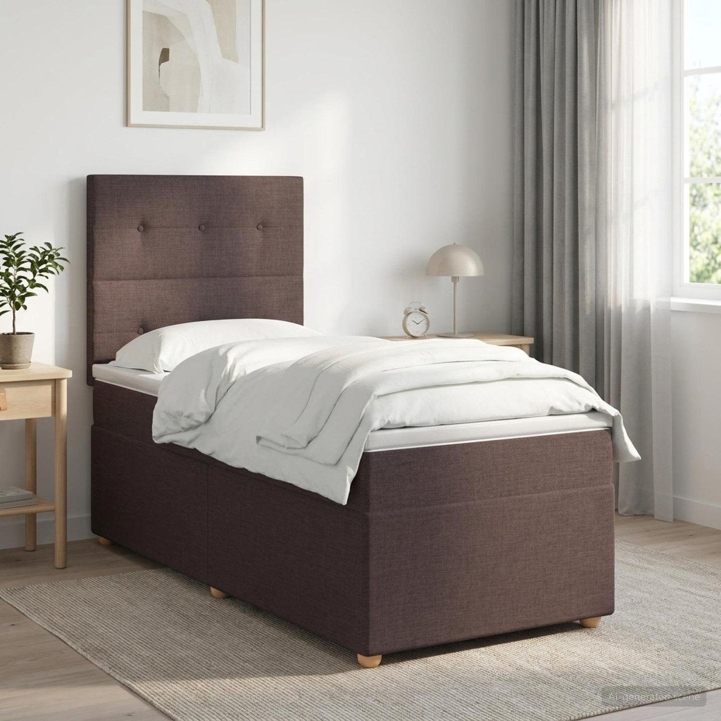 Boxspring ágy matraccal Sötét Barna 80 x 200 cm Szövet