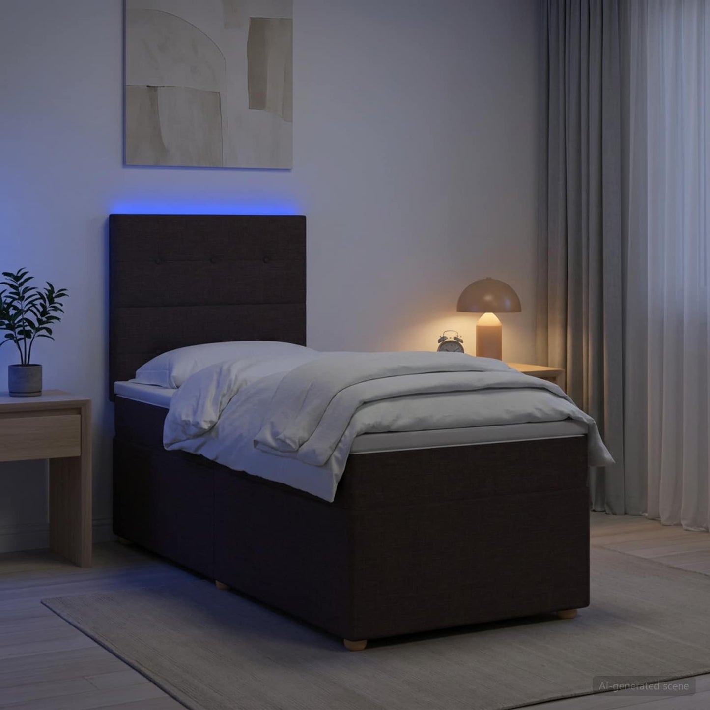 Boxspring ágy matraccal Sötét Barna 80 x 200 cm Szövet