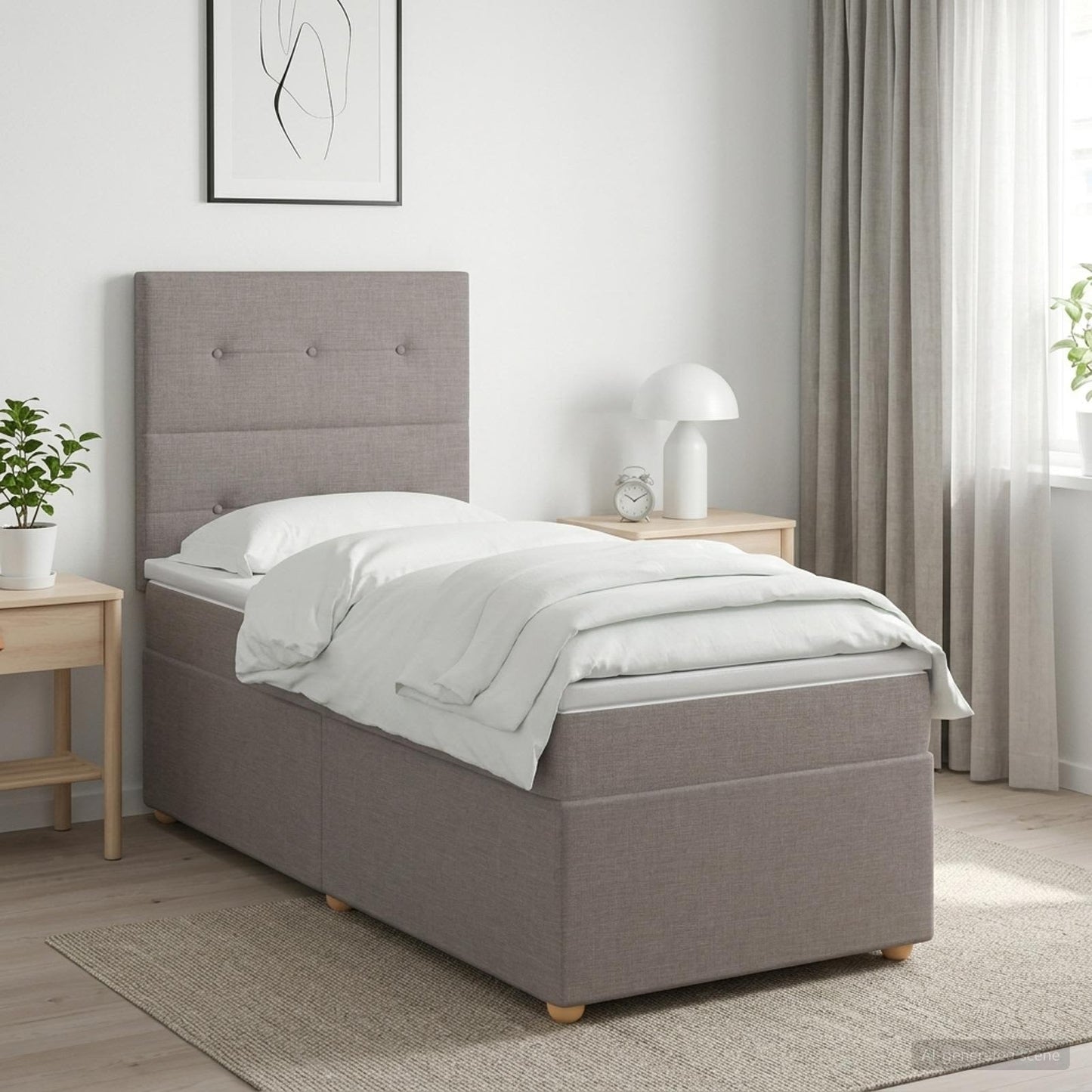 Boxspring ágy matraccal fejtámlával Tópszínű 90 x 190 cm Szövet