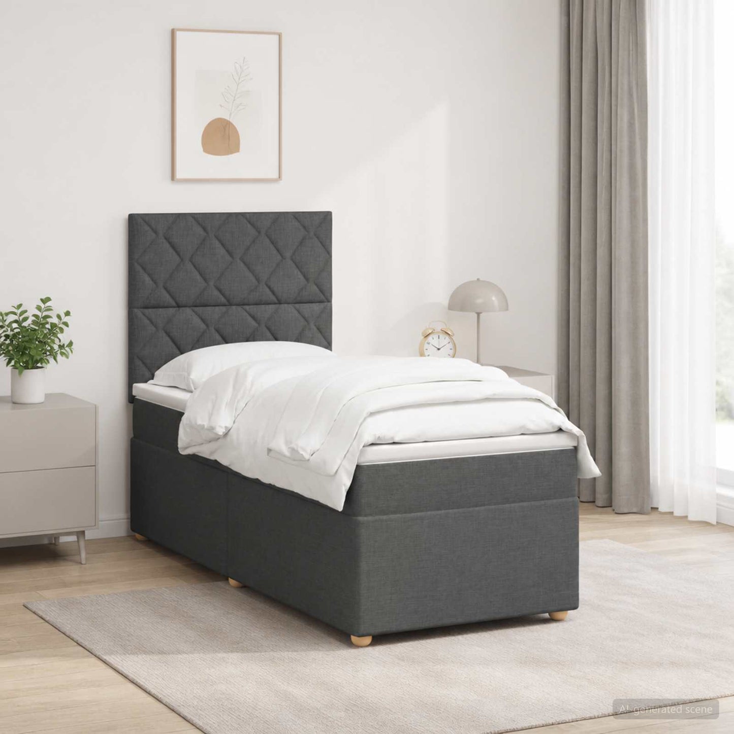 Boxspring ágy matraccal Sötétszürke 80 x 200 cm Szövet