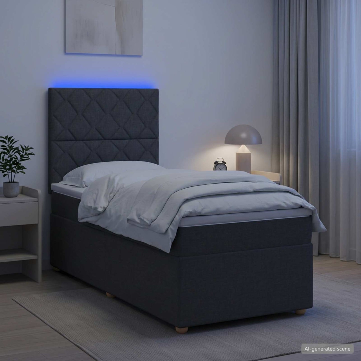Boxspring ágy matraccal Sötétszürke 80 x 200 cm Szövet