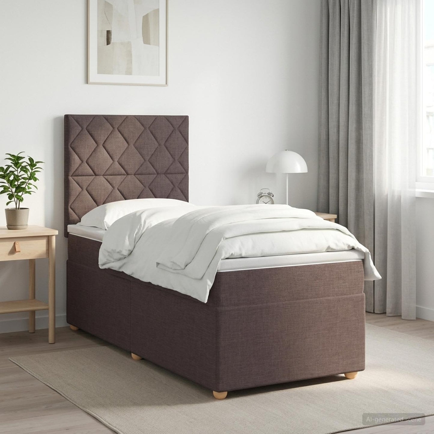 Boxspring ágy matraccal Sötét Barna 100 x 200 cm Szövet
