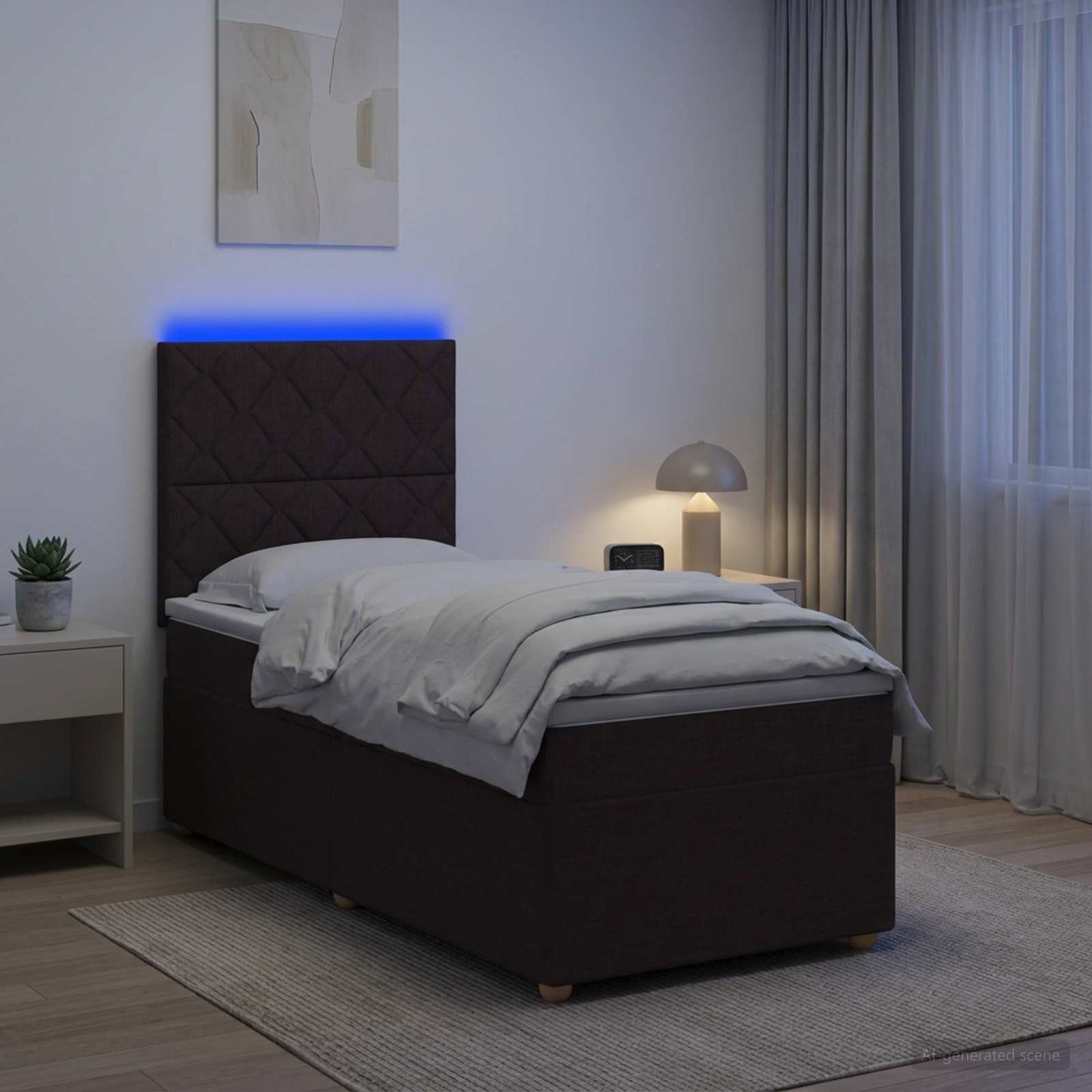 Boxspring ágy matraccal Sötét Barna 100 x 200 cm Szövet