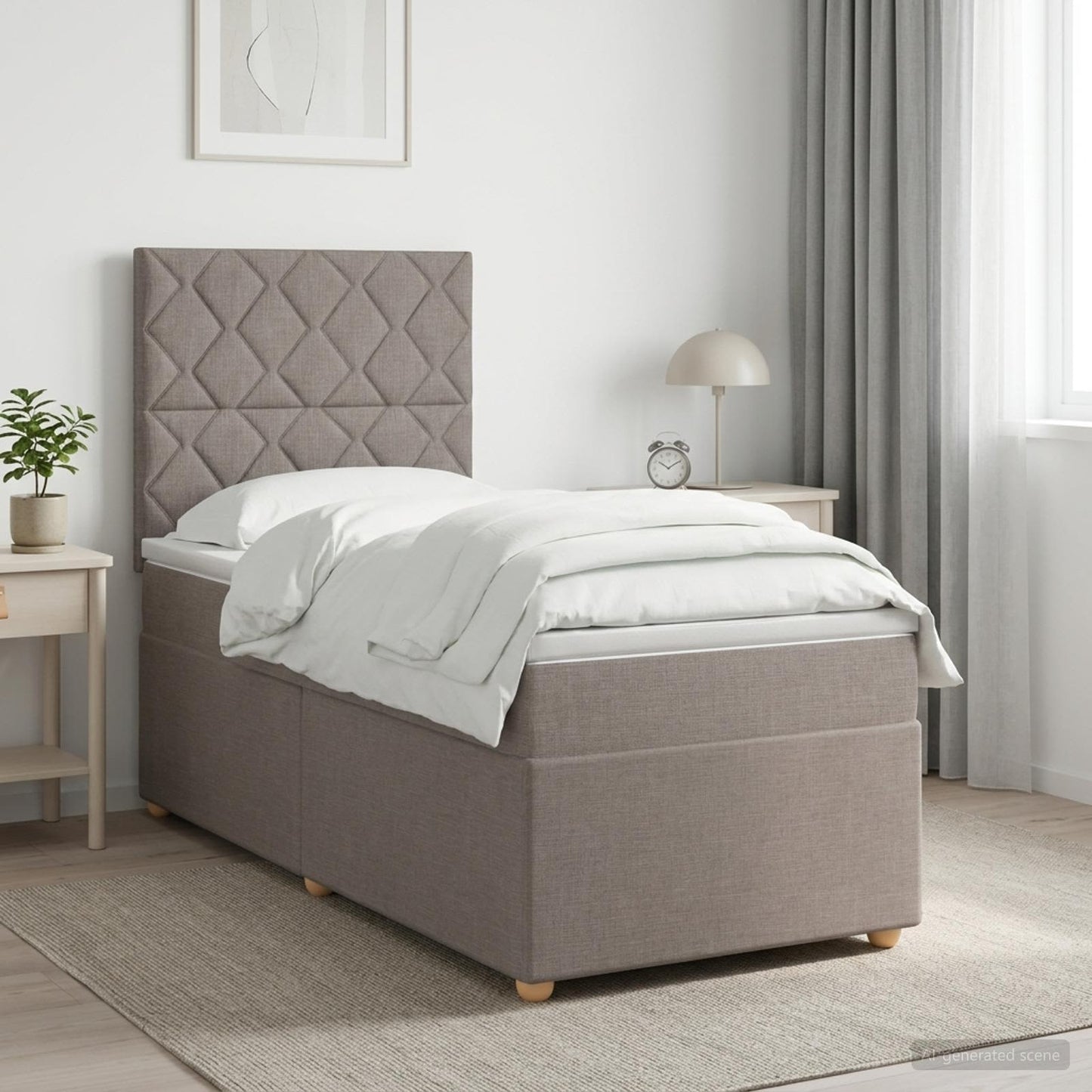 Boxspring ágy matraccal fejtámlával Tópszínű 80 x 200 cm Szövet