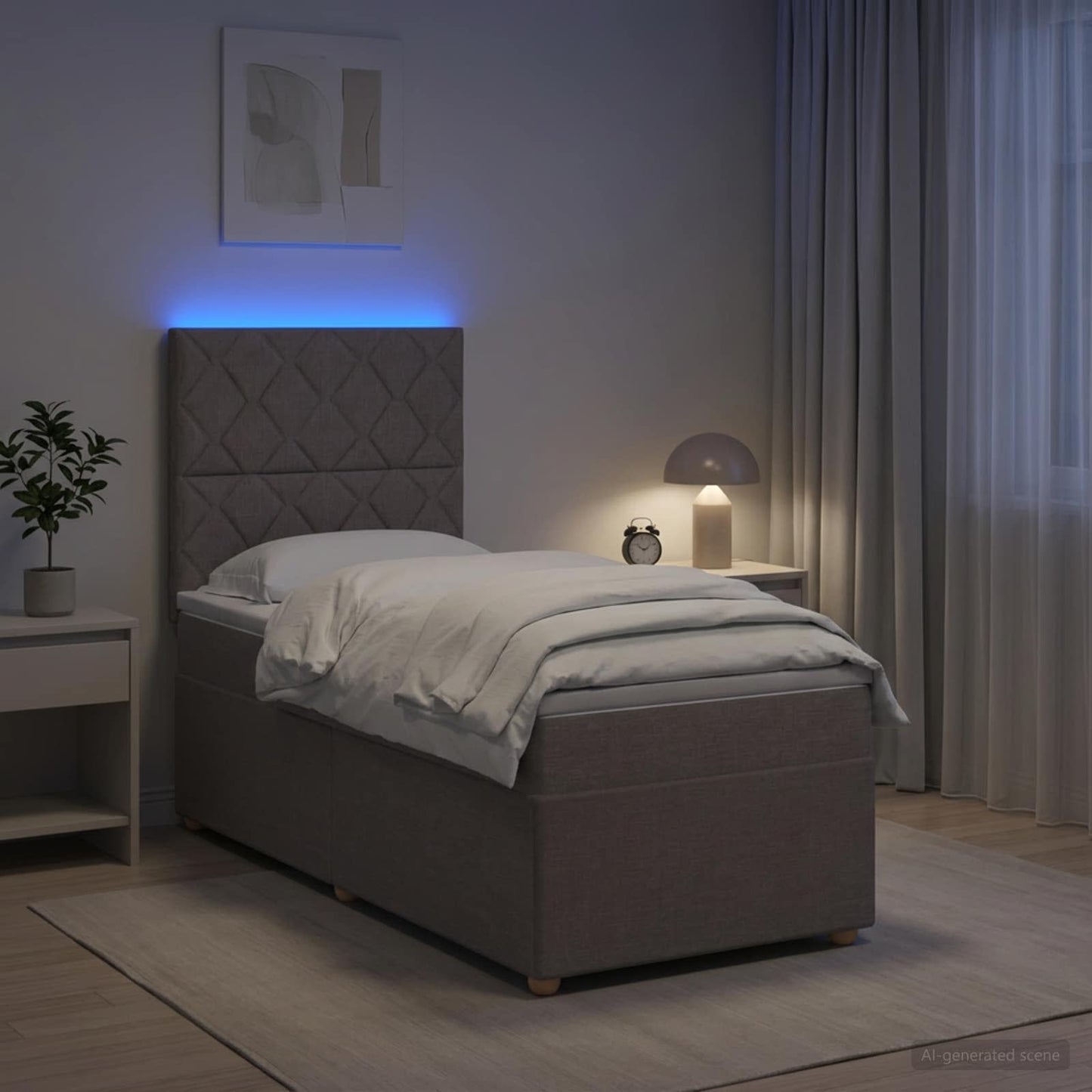 Boxspring ágy matraccal fejtámlával Tópszínű 80 x 200 cm Szövet