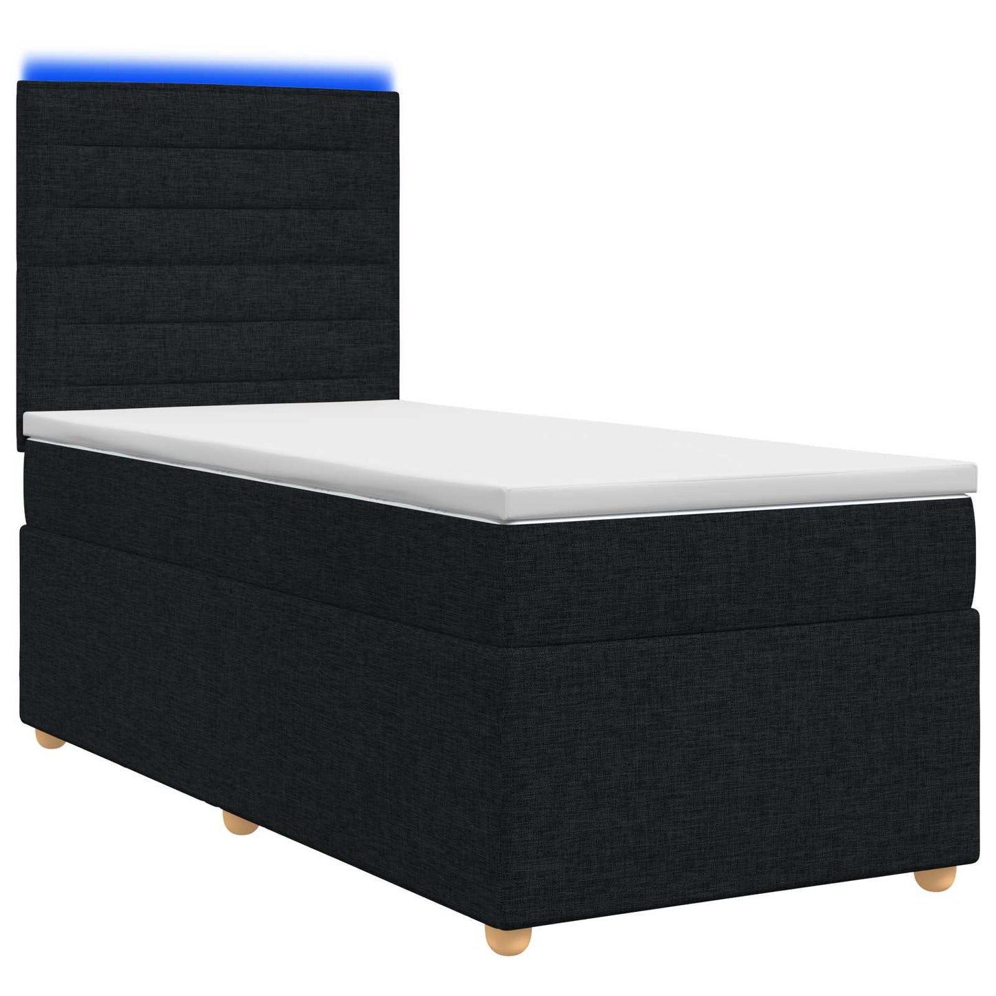 Boxspring ágy matraccal fejtámlával Fekete 90 x 190 cm Szövet