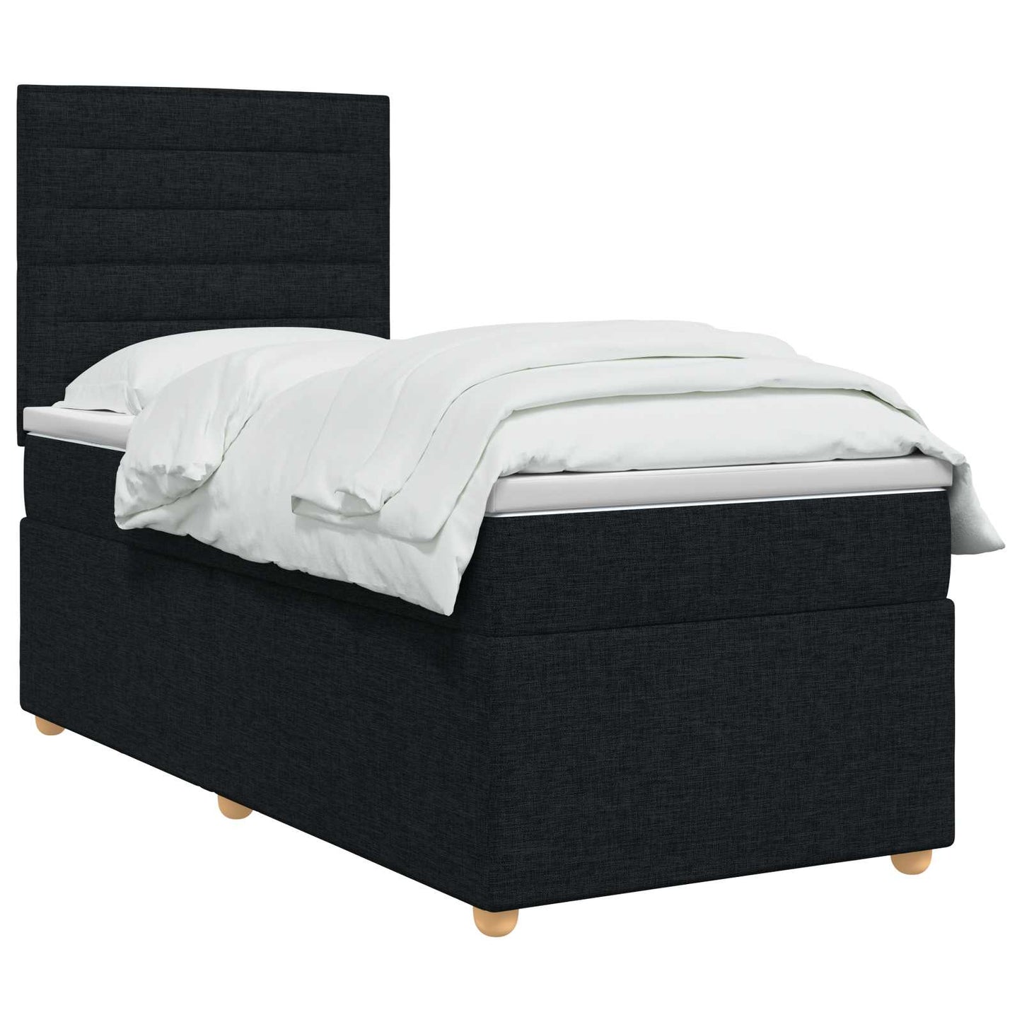 Boxspring ágy matraccal fejtámlával Fekete 90 x 190 cm Szövet