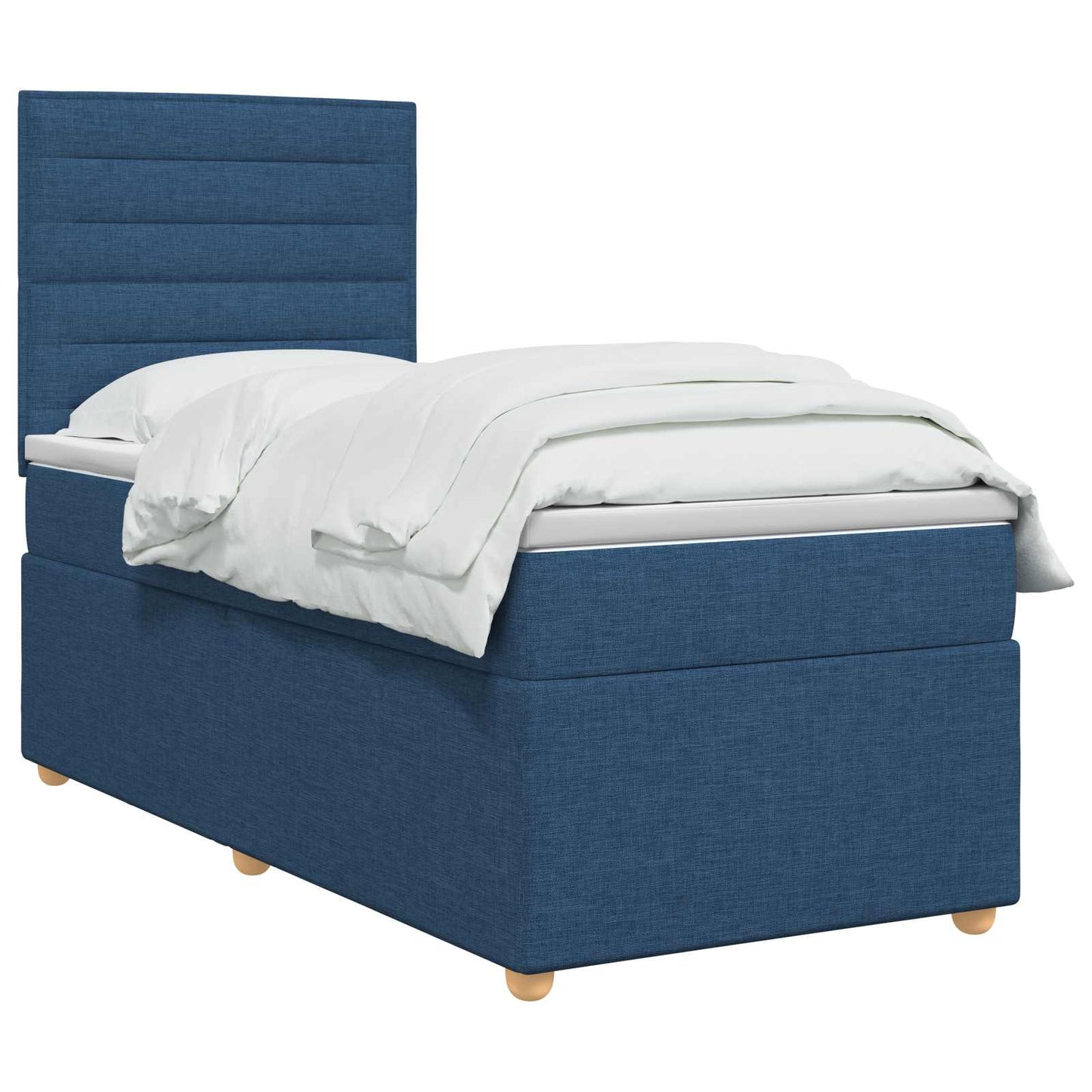 Boxspring ágy matraccal LED szalagokkal Kék 90 x 190 cm Szövet