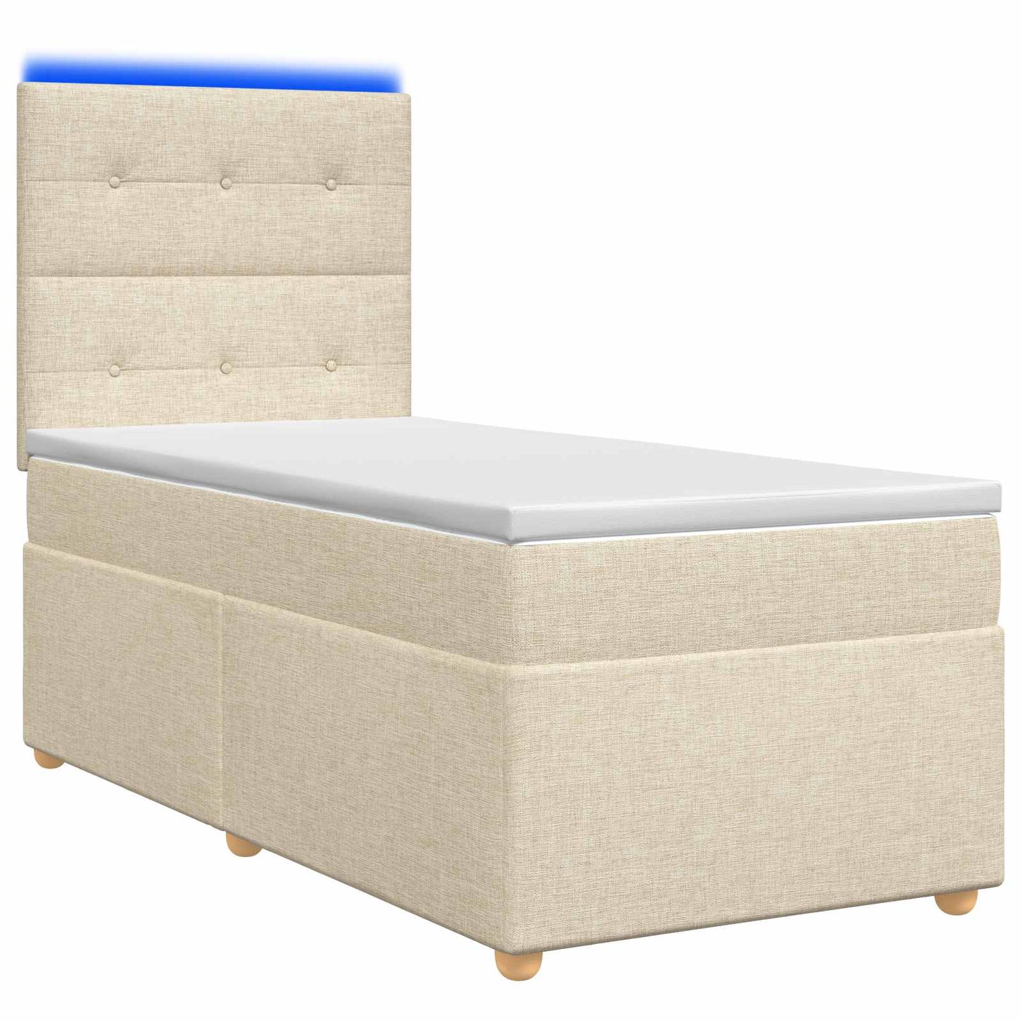 Boxspring ágy matraccal Krémszínű 90 x 190 cm Szövet