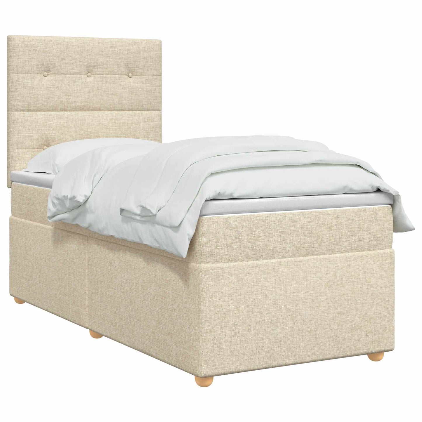Boxspring ágy matraccal Krémszínű 90 x 200 cm Szövet