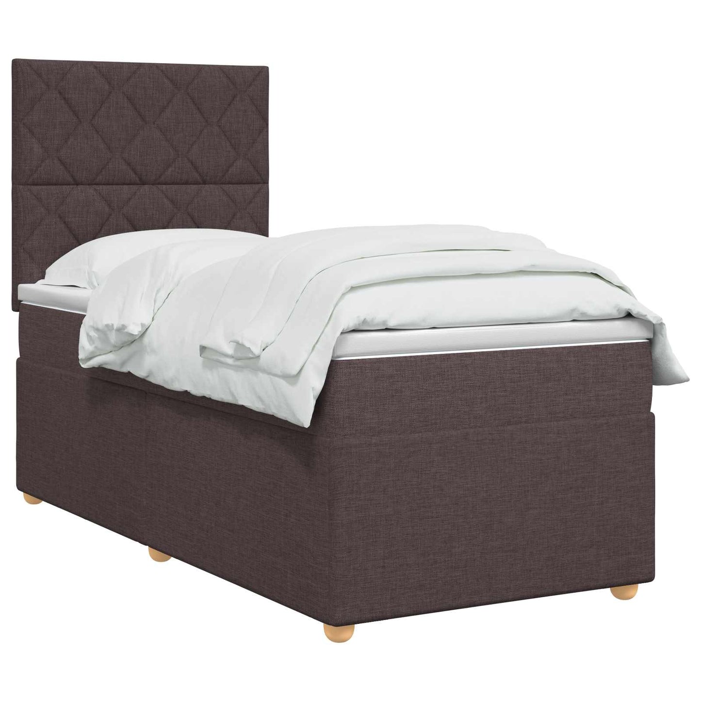 Boxspring ágy matraccal Sötét Barna 100 x 200 cm Szövet