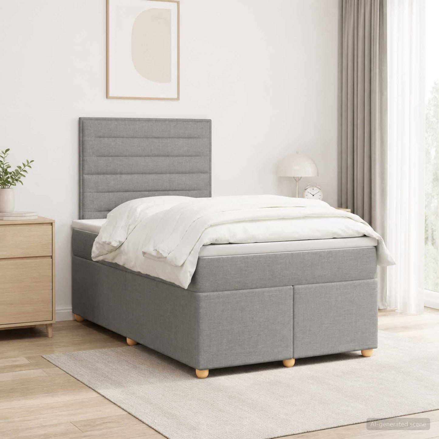 Boxspring ágy matraccal Világosszürke 120 x 200 cm Szövet