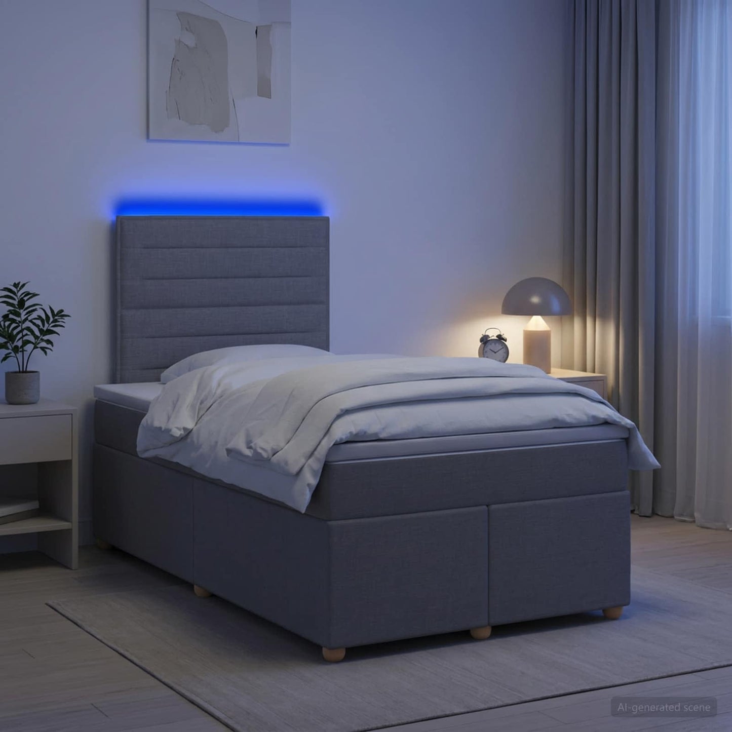 Boxspring ágy matraccal Világosszürke 120 x 200 cm Szövet
