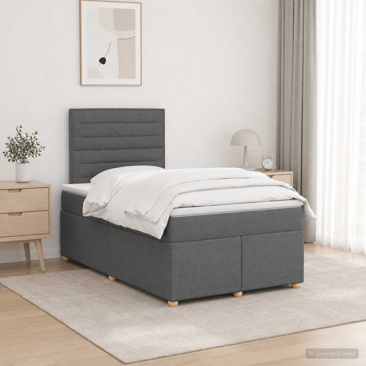 Boxspring ágy matraccal Sötétszürke 120 x 200 cm Szövet