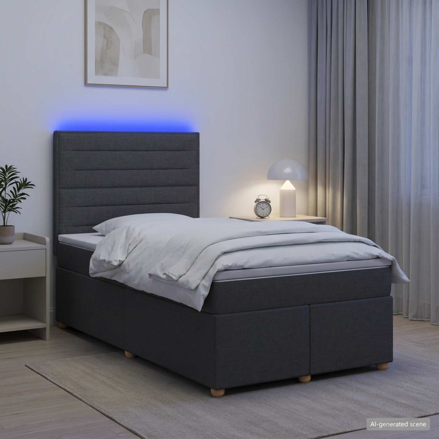 Boxspring ágy matraccal Sötétszürke 120 x 200 cm Szövet