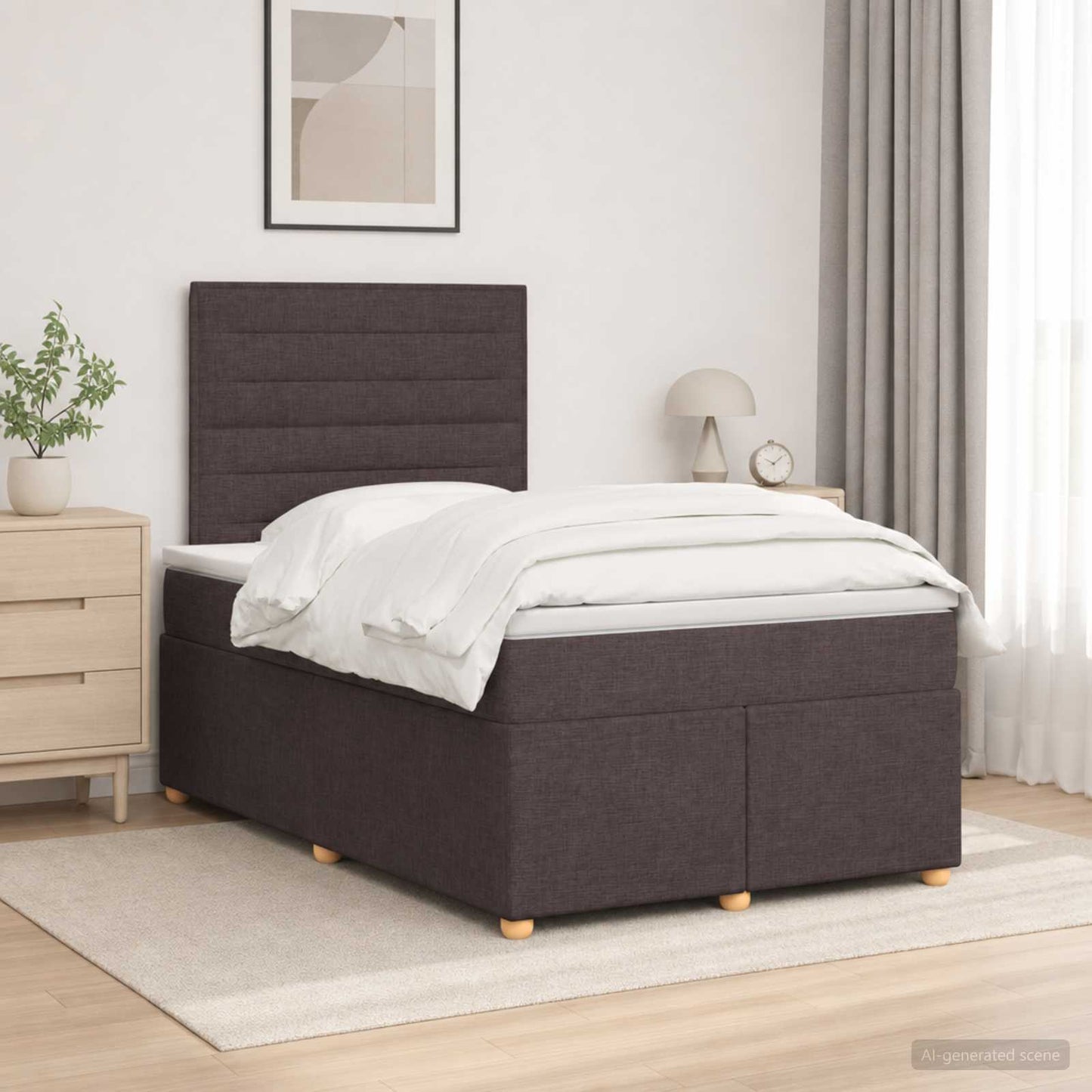 Boxspring ágy matraccal Sötét Barna 120 x 200 cm Szövet