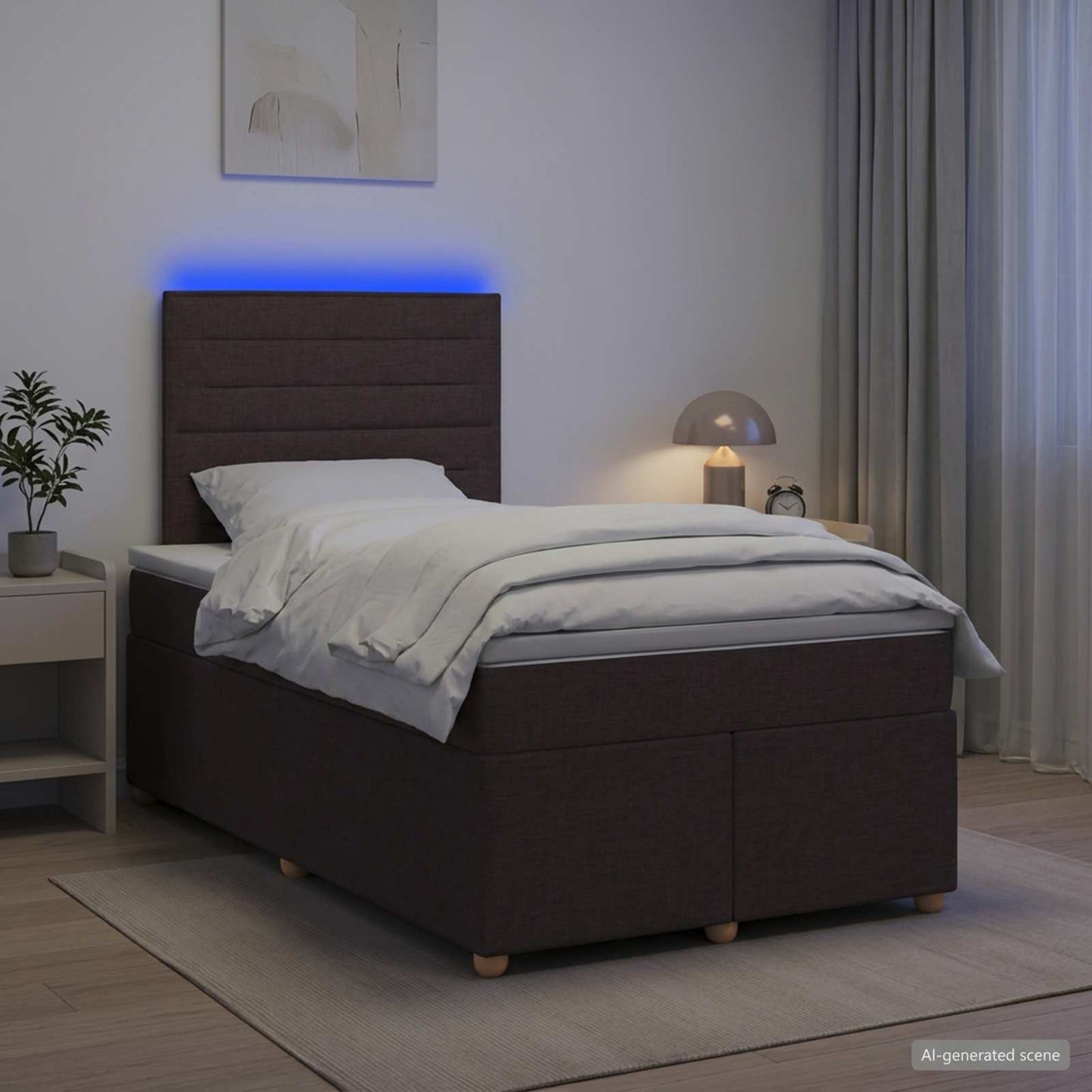 Boxspring ágy matraccal Sötét Barna 120 x 200 cm Szövet