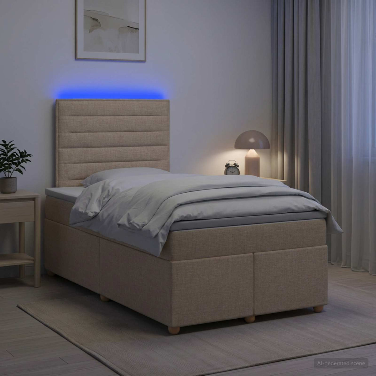 Boxspring ágy matraccal Krémszínű 120 x 190 cm Szövet