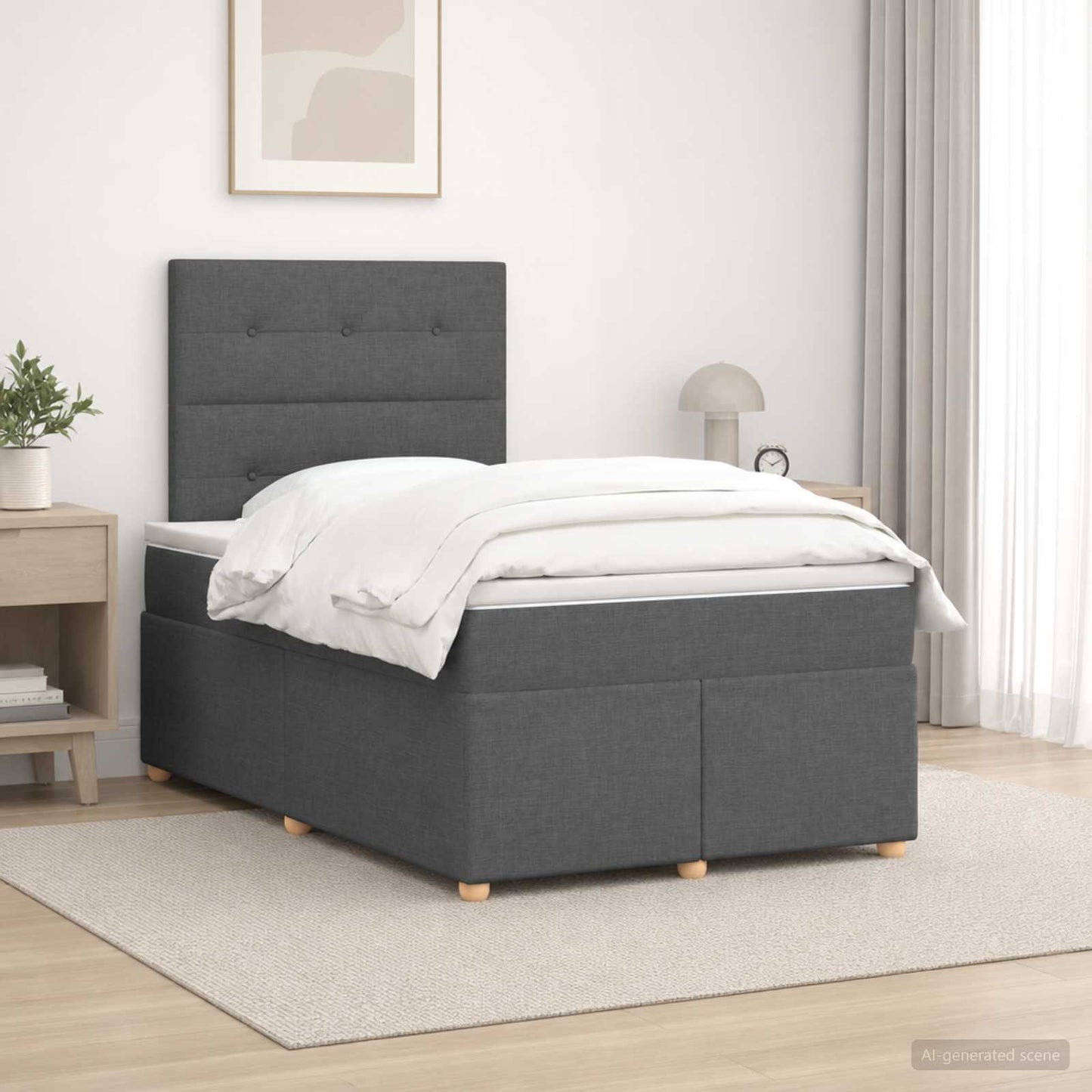 Boxspring ágy matraccal Sötétszürke 120 x 190 cm Szövet