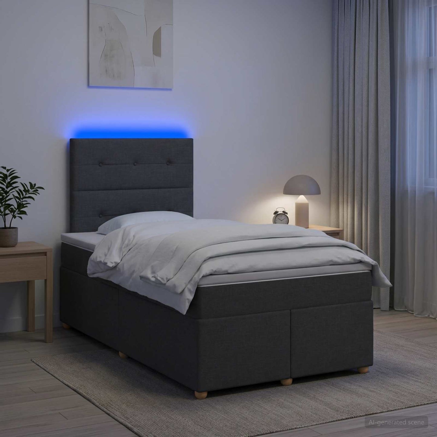 Boxspring ágy matraccal Sötétszürke 120 x 190 cm Szövet