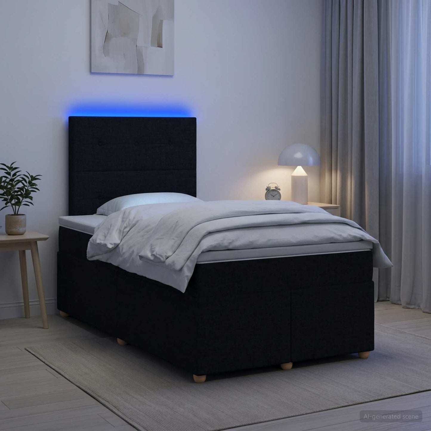 Boxspring ágy matraccal fejtámlával Fekete 120 x 200 cm Szövet