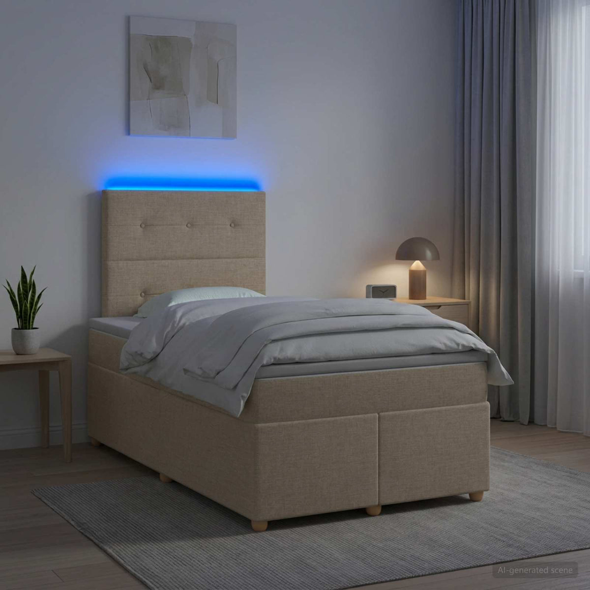Boxspring ágy matraccal Krémszínű 120 x 200 cm Szövet