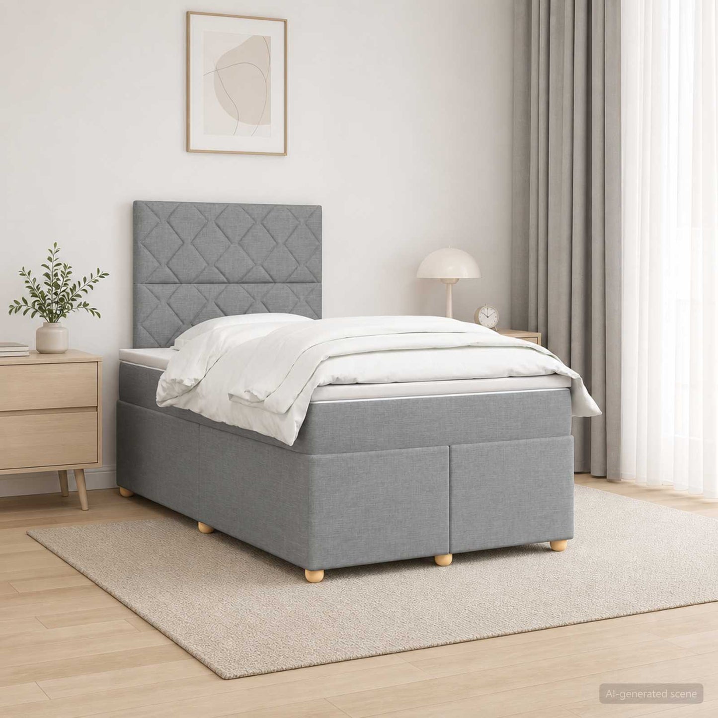 Boxspring ágy matraccal Világosszürke 120 x 200 cm Szövet