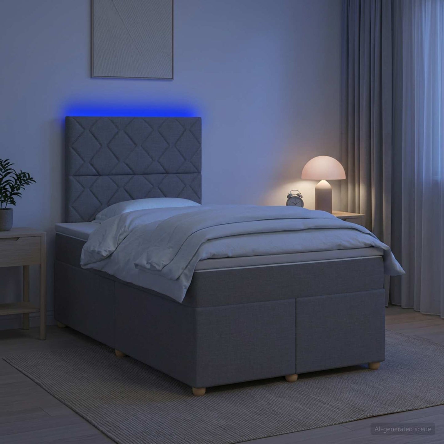 Boxspring ágy matraccal Világosszürke 120 x 200 cm Szövet