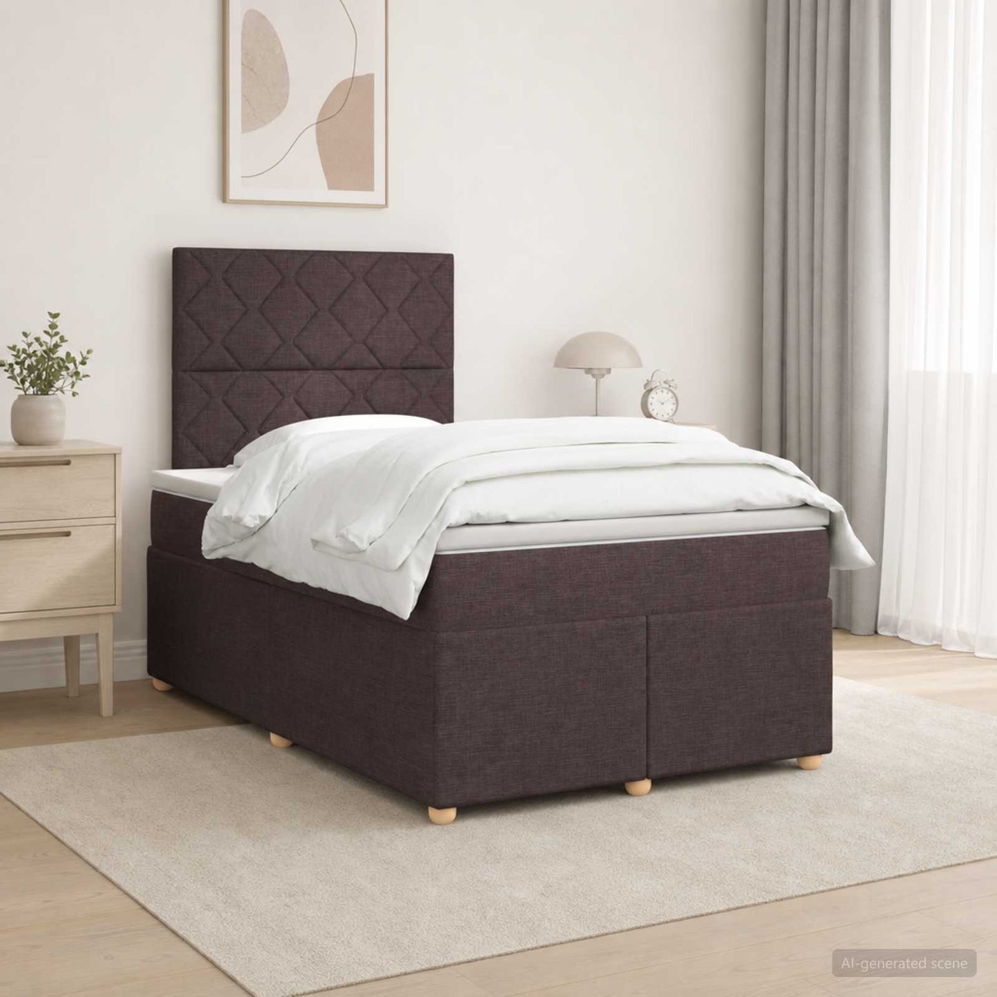 Boxspring ágy matraccal Sötét Barna 120 x 200 cm Szövet
