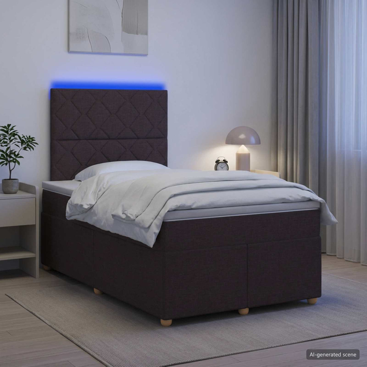 Boxspring ágy matraccal Sötét Barna 120 x 190 cm Szövet