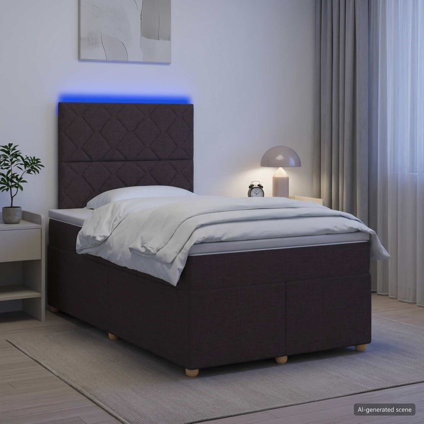 Boxspring ágy matraccal Sötét Barna 120 x 200 cm Szövet