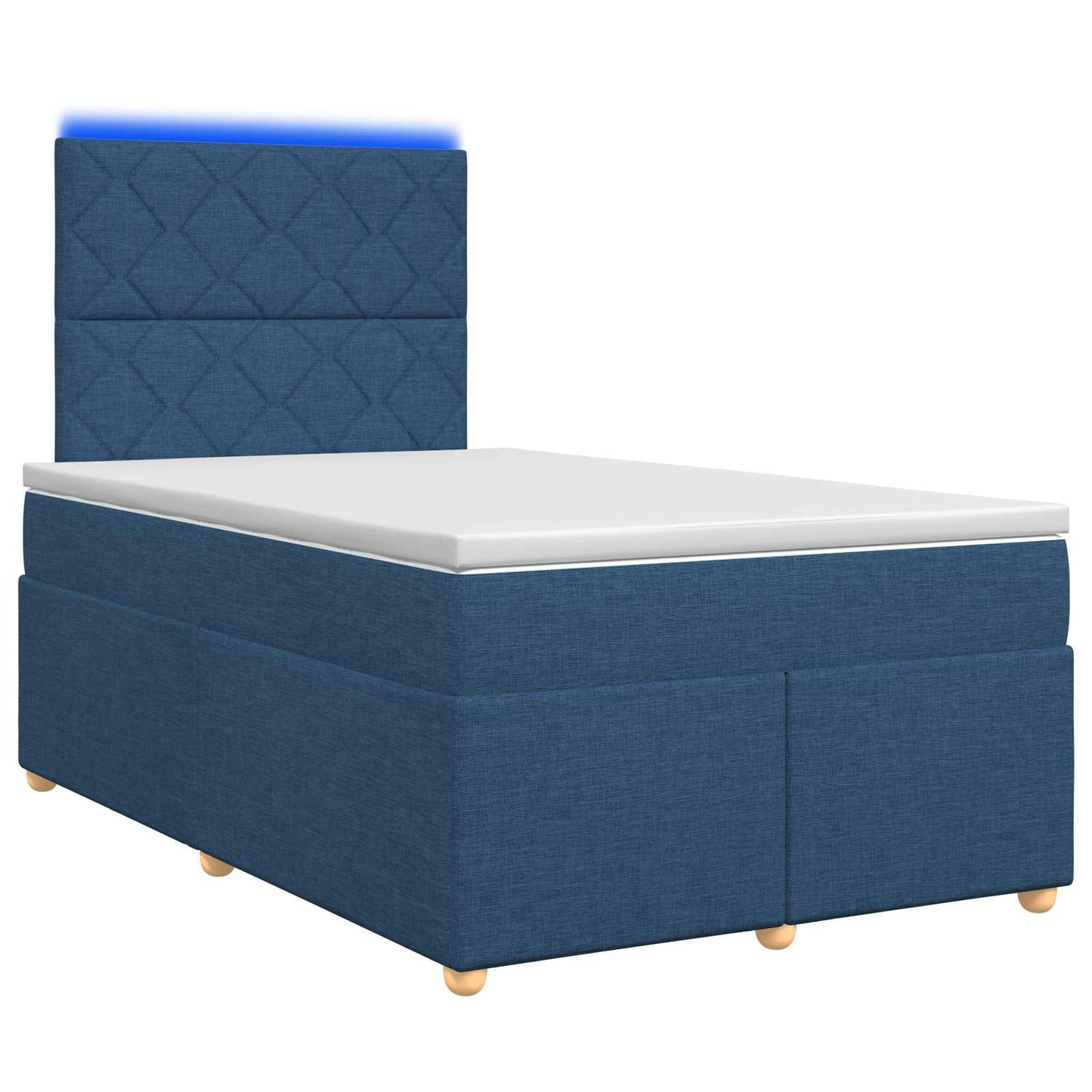 Boxspring ágy matraccal LED szalagokkal Kék 120 x 190 cm Szövet