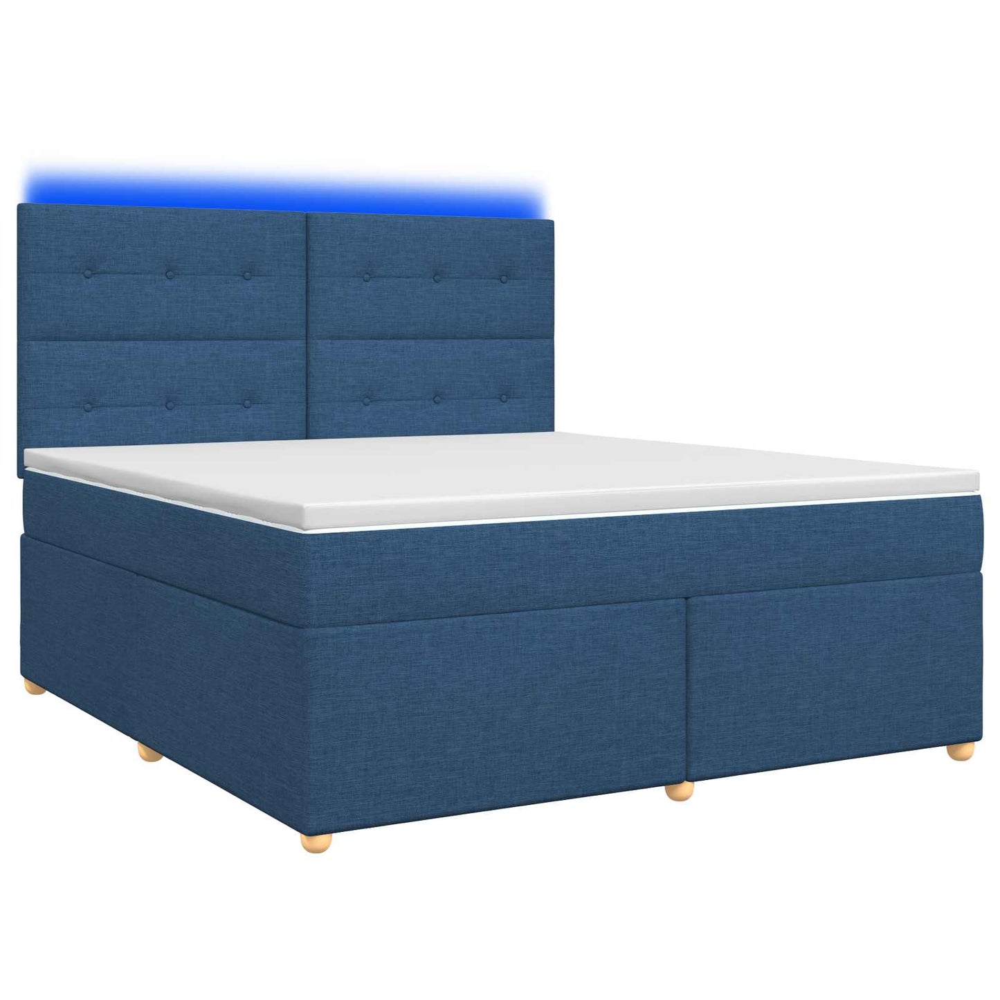 Boxspring ágy matraccal LED szalagokkal Kék 140 x 190 cm Szövet