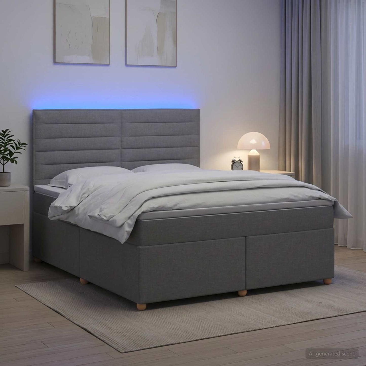 Boxspring ágy matraccal Világosszürke 140 x 190 cm Szövet