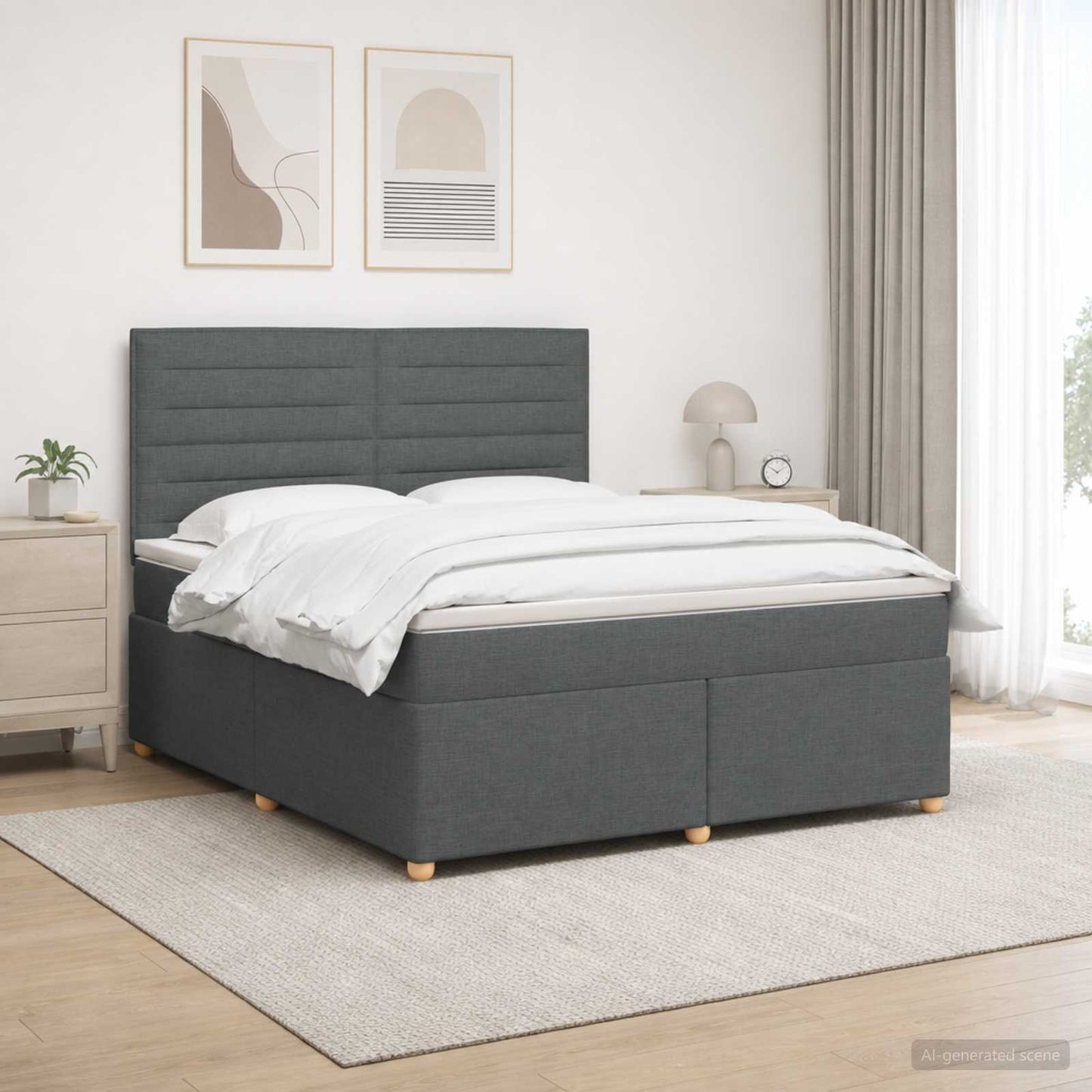 Boxspring ágy matraccal Sötétszürke 160 x 200 cm Szövet
