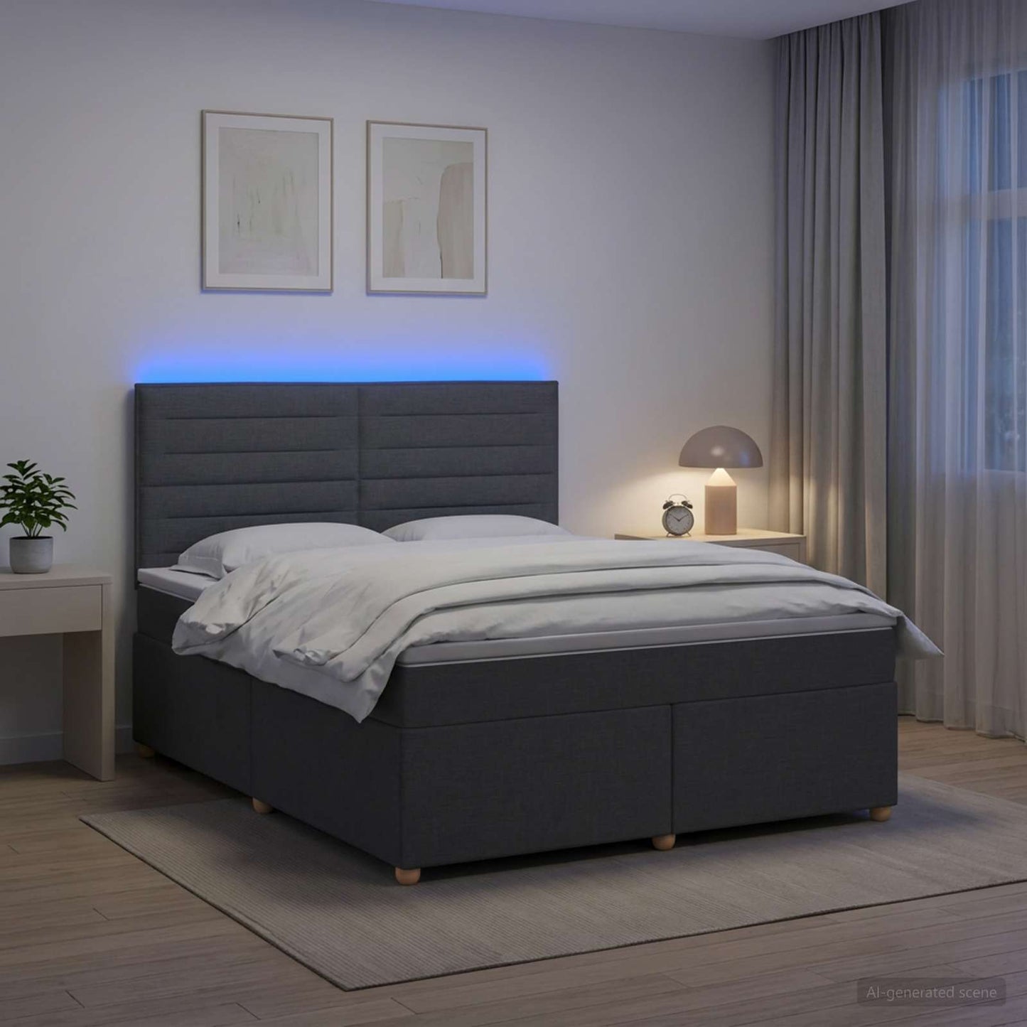 Boxspring ágy matraccal Sötétszürke 160 x 200 cm Szövet