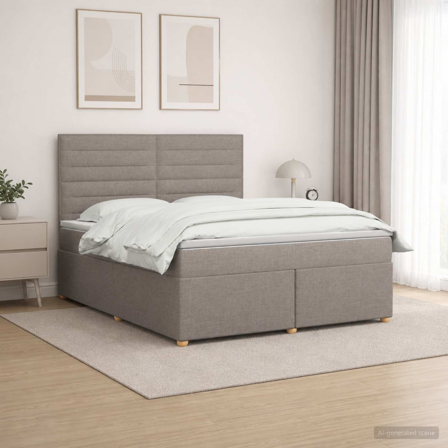 Boxspring ágy matraccal Tópszínű 140 x 200 cm Szövet